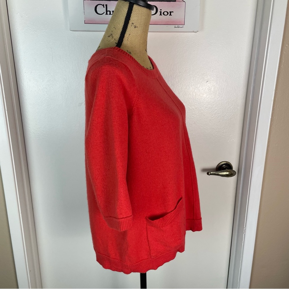 Blouse Woman Extra Fine Merino Wool Sweater Sweatshirt 3/4 Sleeve 1X Plus Red - Picture 5 of 11